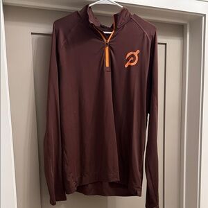 Peloton Men's Maroon Long Sleeve Shirt with Orange Accents